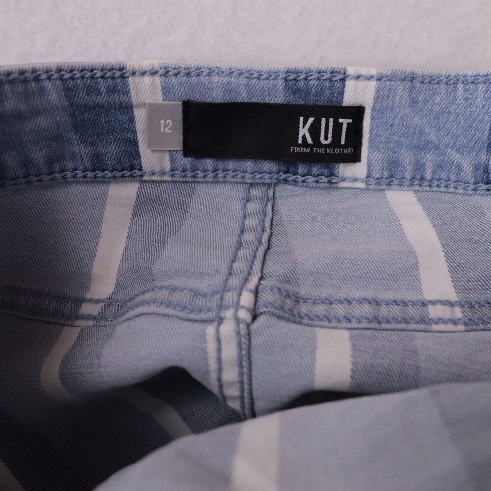 Kut From The Kloth Connie Overlap Jean Skirt Womens Size 12 Asymmetrical Striped - Picture 3 of 8